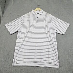 FootJoy Polo Golf Shirt Mens XL White Stripe Performance Stretch Acushnet